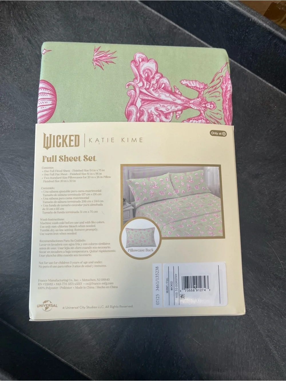 Katie K Wicked Full Sheet Set in Pink Motifs on Light Green
